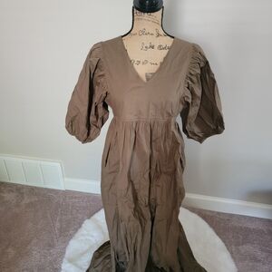 Karlie Green Tiered Puff Sleeve Sundress